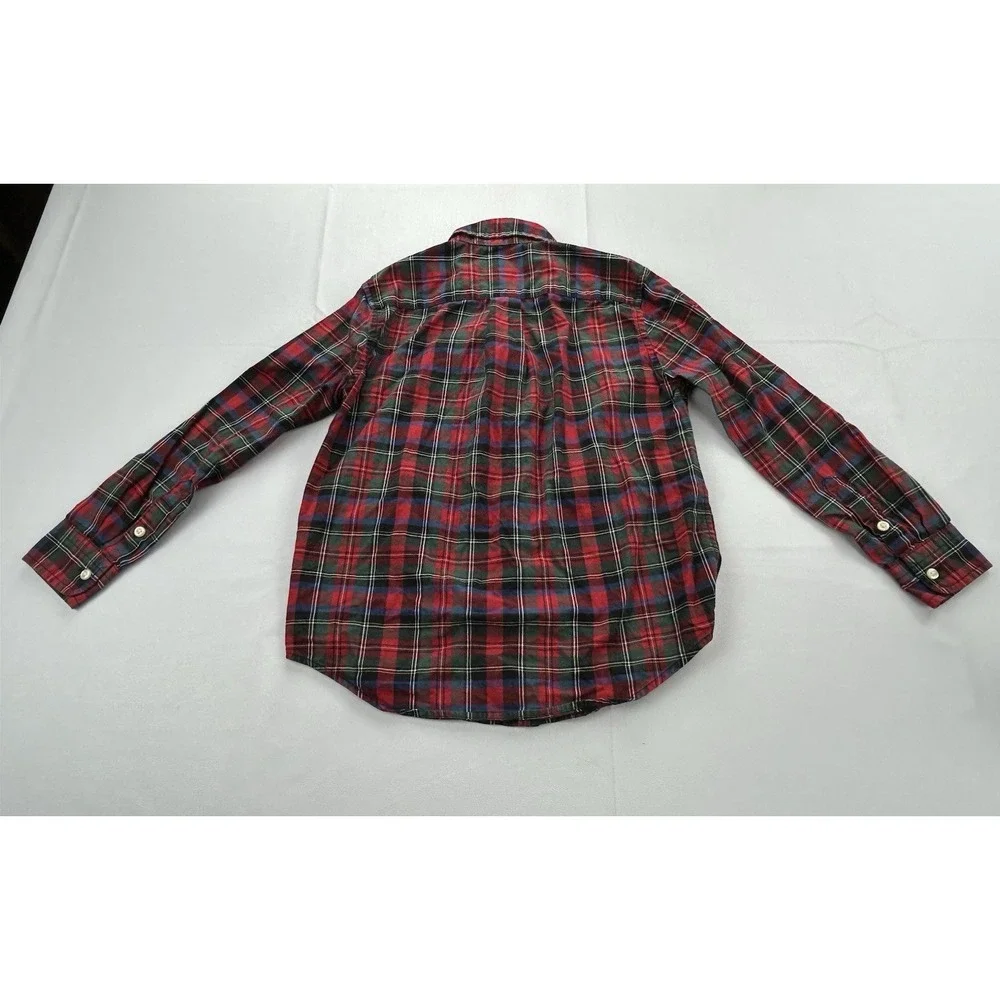 Ralph Lauren Boys Shirt Size 6 Tartan Plaid 100% Cotton Button Down Christmas